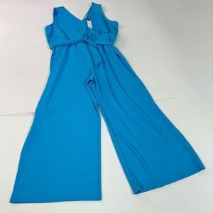 Caralynmirand The Drop Jumpsuit Womens 4X Blue Sleeveless V-Neck Wide-Leg New